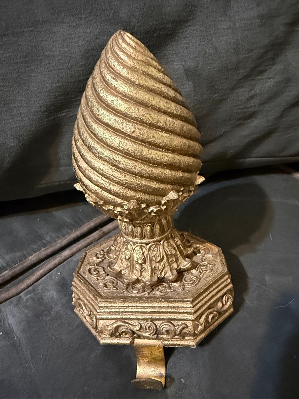 Gold Decorative Finial Stocking Holder / Wall Hook